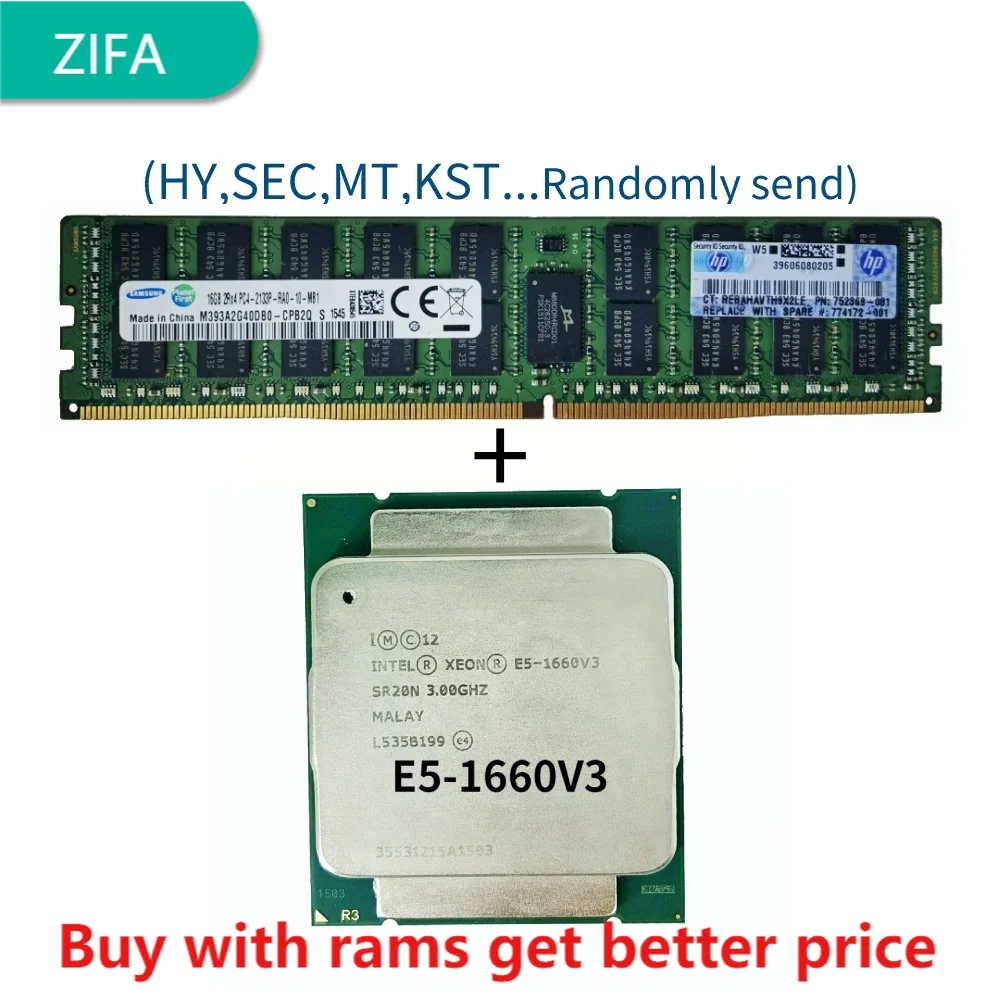Servidor ram DDR4 16G, 2133Mhz, con E5-1660, V3, 3,0 GHZ, 8 núcleos, 20MB, E5, 1660V3, 140W, FCLGA2011-3, 1660V3
