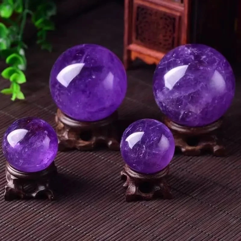 Natural Amethyst Sphere Feng Shui Pendant Town House Transfer Help Business Meditation Divination For Buddha Pendant