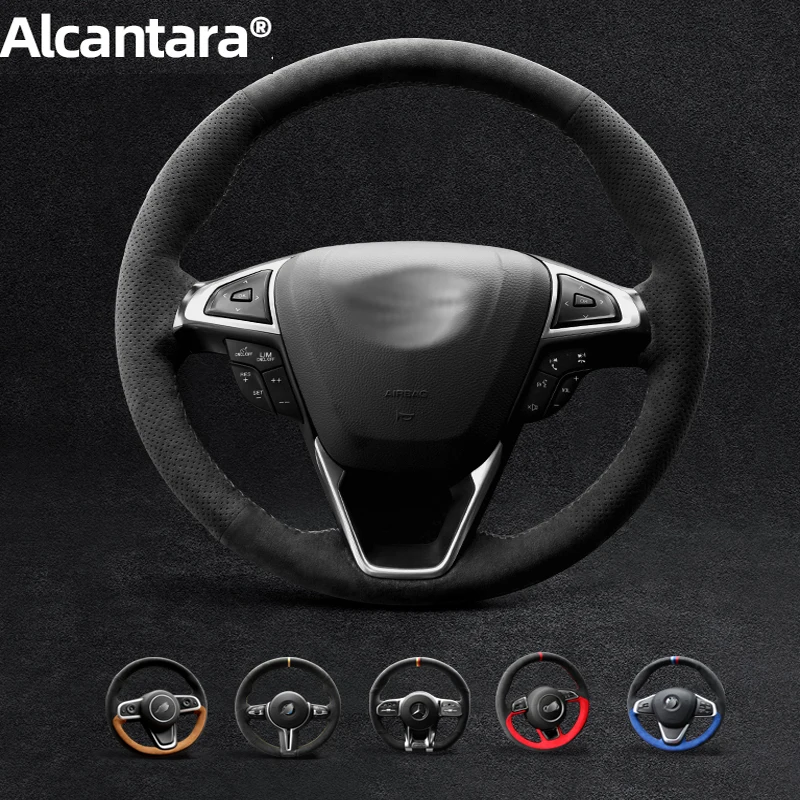 

Cover Customization for Ford Hand Sewn Alcantara Suede Steering Wheel Cover Focus Escort Fiesta Edge Taurus Car Accessories