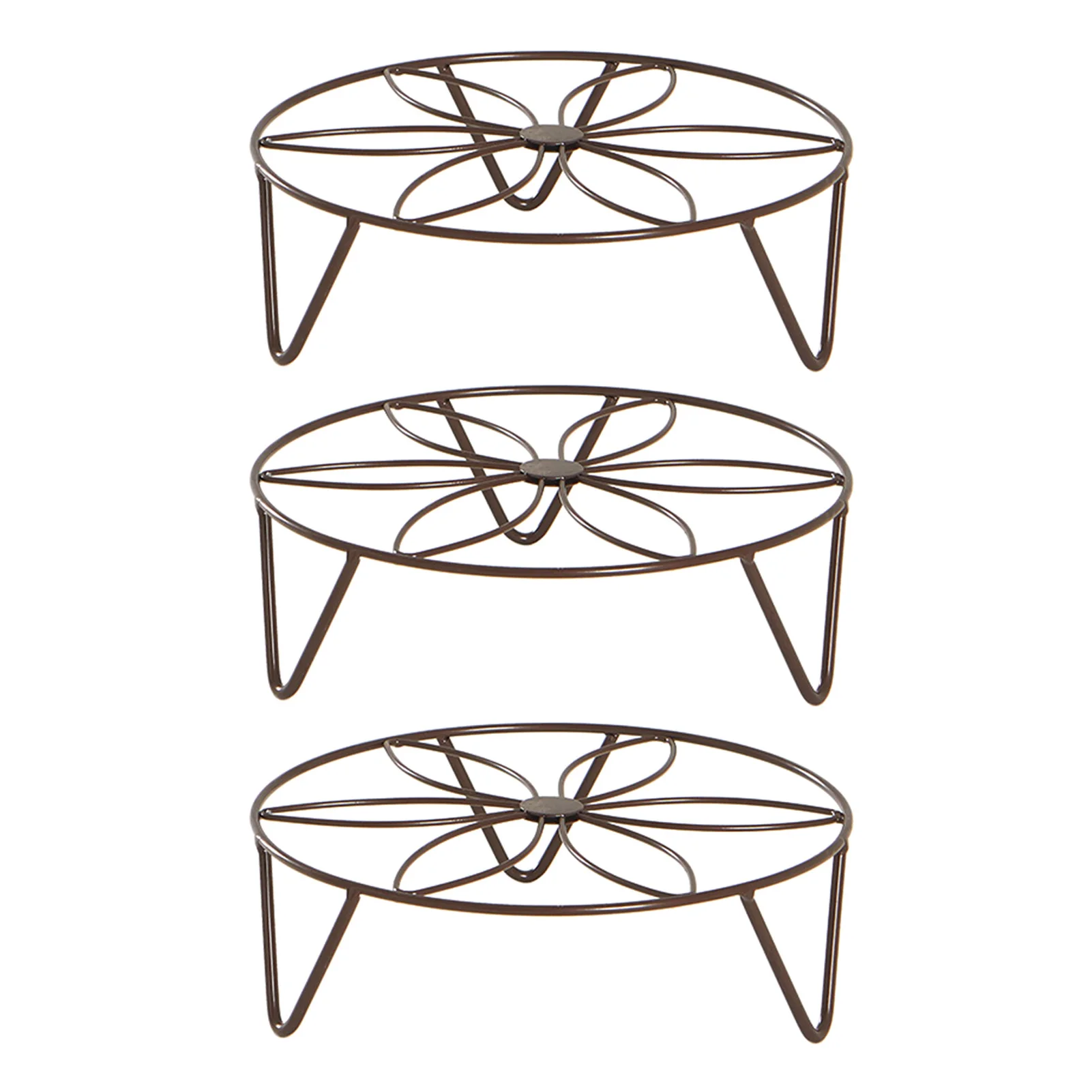 

3pcs Plant Shelf Heavy Duty Flower Stand Floor Living Room Home Indoor Outdoor Desktop Wrought Iron Stable Hollowed Out Small