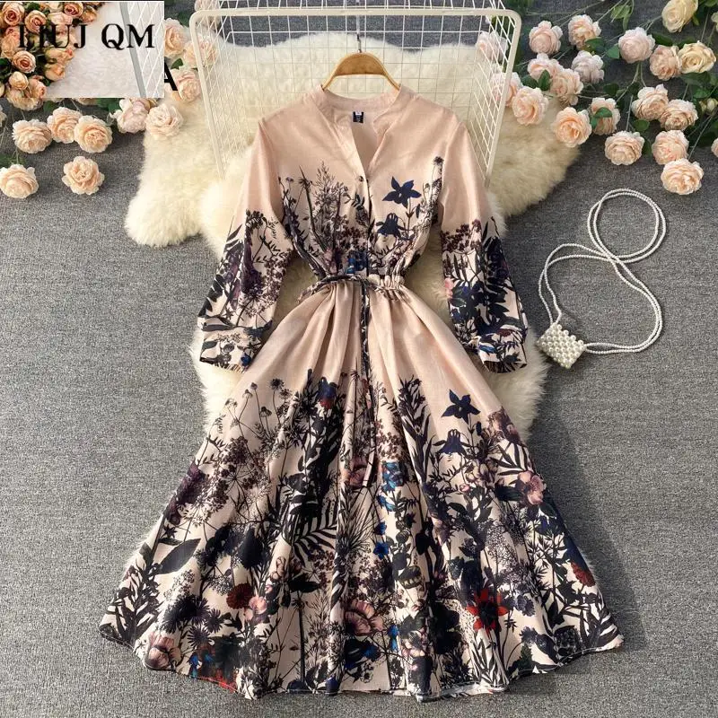 

Женское длинное платье-рубашка с V-образным вырезом и длинным рукавом