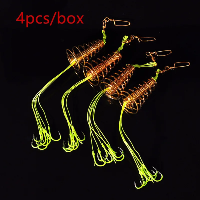 

4pcs Anti-winding Explosion Hook Hanging Bottom Explosion Hook High Carbon Fishing Hooks Carp Spherical Feeder Bomb Proof Spring