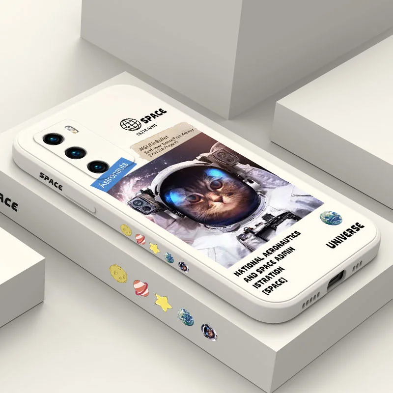 

Cat Astronaut Phone Case For Huawei P40 P50 P30 P20 Pro Lite Nova 5t Y7A Mate 50 50E 40 30 20 Pro Lite Cover