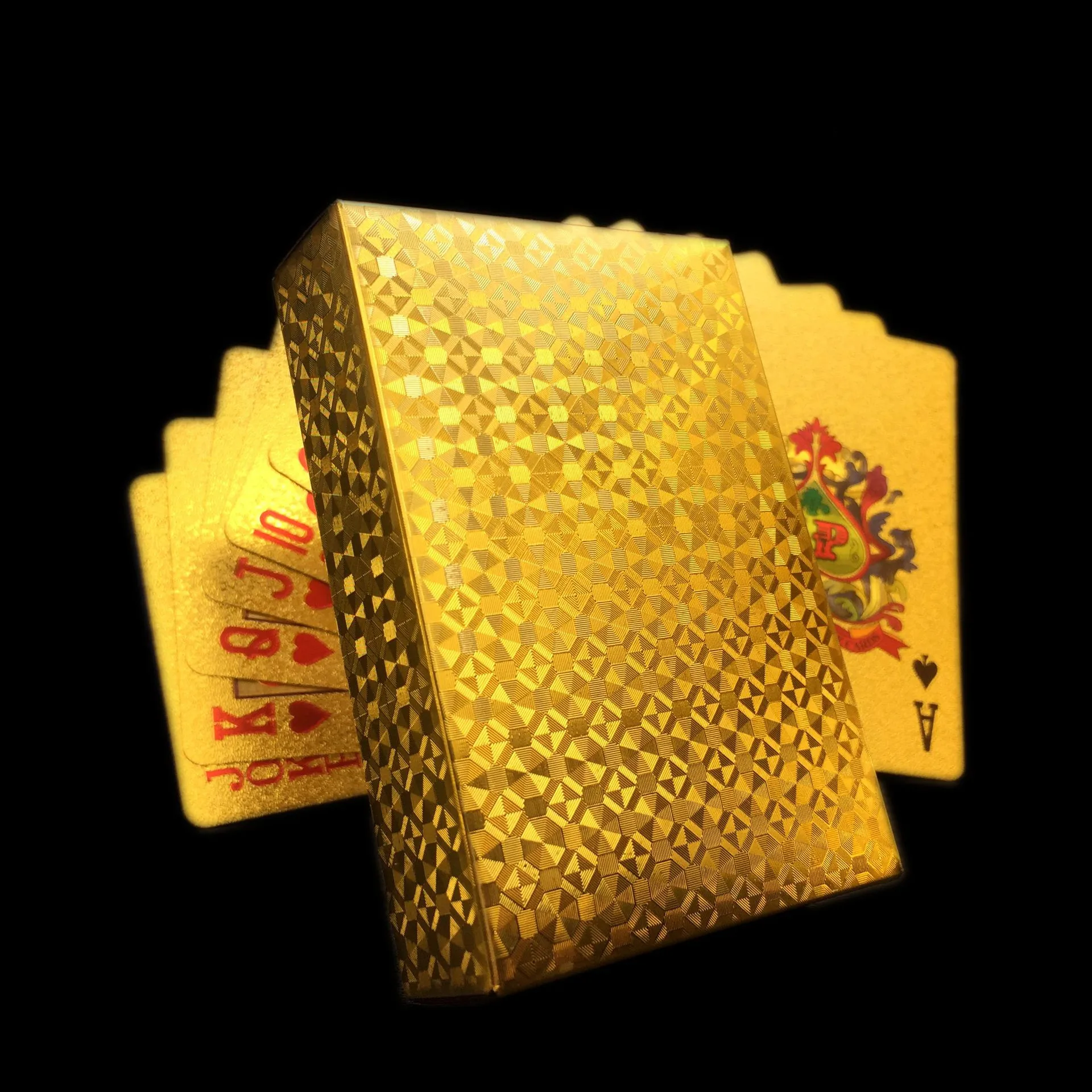 Caja de cartas de póker chapada en oro, caja de cartas de póker, resistente al agua, 24K, con caja