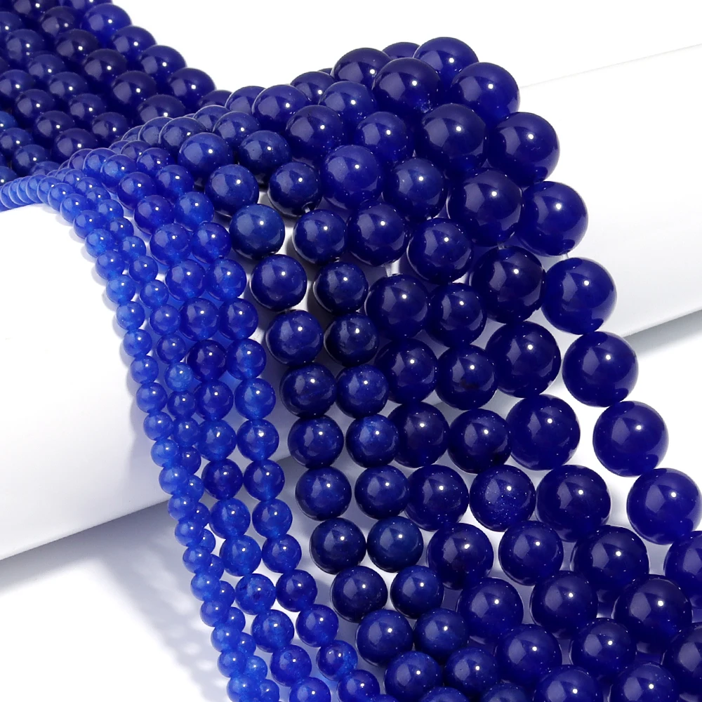 

1 Strand Natural Stone Beads Lapis Blue Chalcedony Jasper Round Loose Beads For Jewelry Making DIY Bracelet 4/6/8/10/12mm