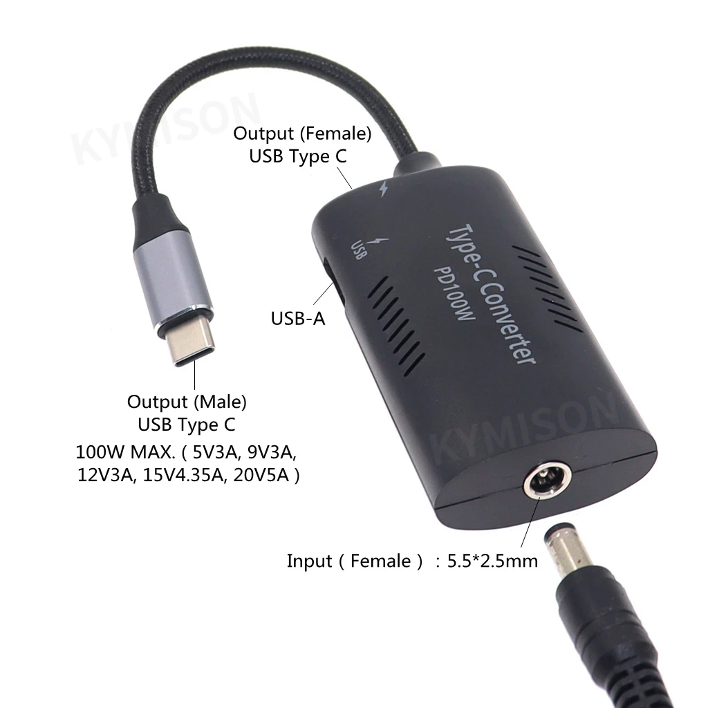 

Универсальный адаптер USB Type C PD 100 Вт, зарядное устройство-конвертер для Lenovo Hp Asus 7,4*5,0 7,9*5,5 мм, женский адаптер USB Type C, штекер