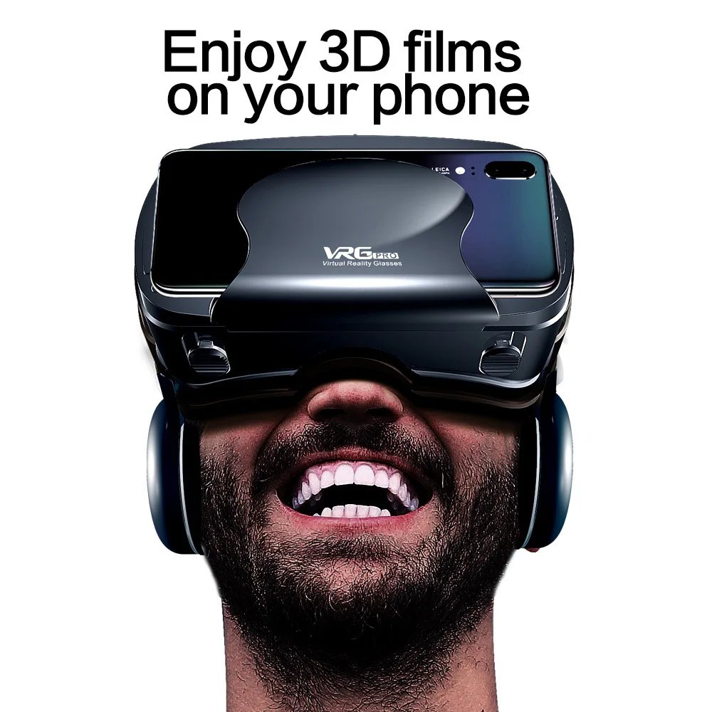 

New 3D VR Headset Smart Virtual Reality Glasses Helmet For Smartphones Phone Lenses Headphones 7 Inches Binoculars with gamepad