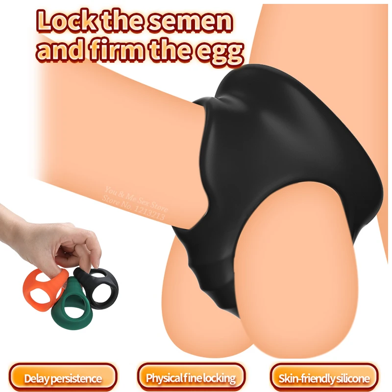 

Silicone Penis Rings Scrotum Testicle Stretcher Bondage Delay Ejaculation Cock Ring Dick Enlarger Chastity Cage Sex Toys for Men
