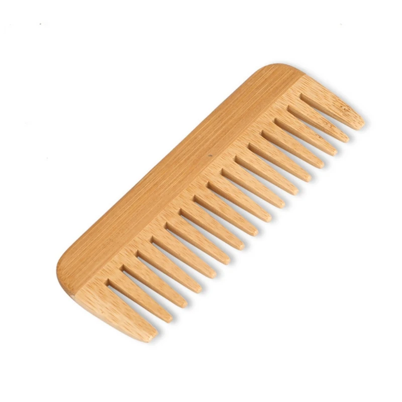 

Расческа из натурального бамбука с широкими зубьями расческа для распутывания антистатические вьющиеся волосы для женщин и мужчин разглаживающая Массажная