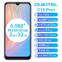 oukitel c15 pro smartphone 3gb ram 32gb rom 6 088 199 waterdrop android 9 0 pie mt6761 quad core 3200mah 4g mobile phone