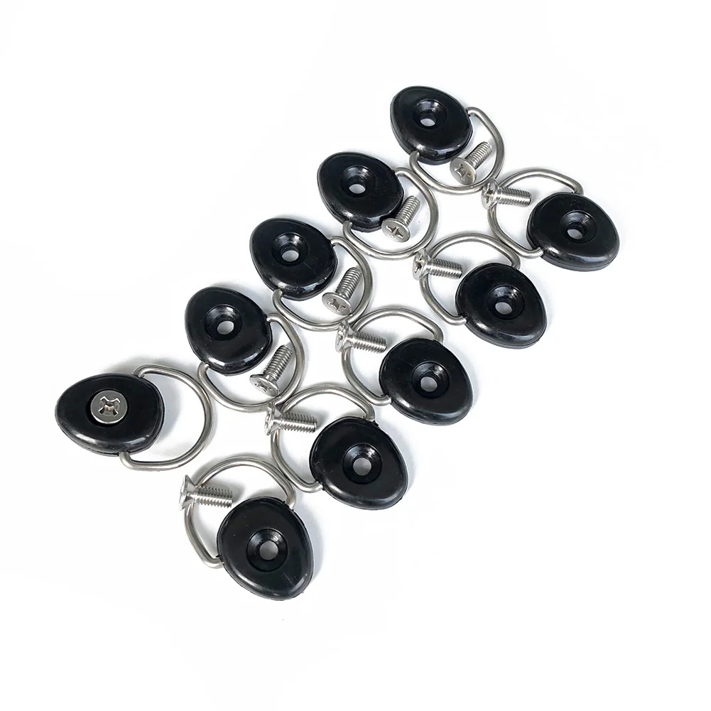 

D Rings Kayak D Ring Tie Down Loop 10 Pieces 10pcs Accessories Black Boat Deck Plastic+ Stainless Steel Replace