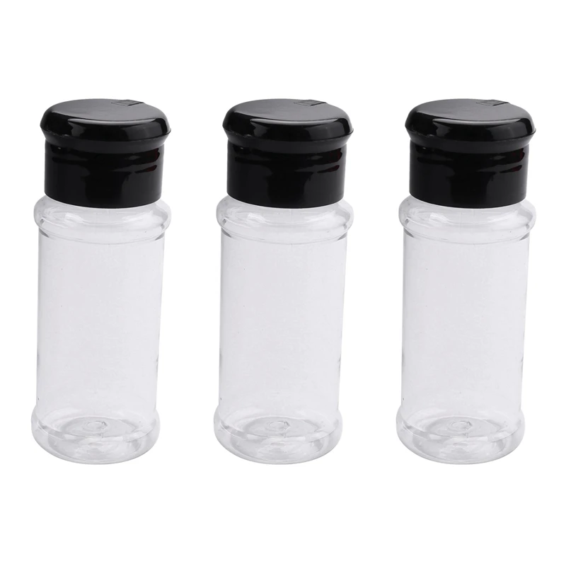 

Hot SV-60Pcs/Set 100Ml Spice Salt Pepper Shakers Black Seasoning Jar Can Pepper Bottle Barbecue Condiment Kitchen Gadget Tool