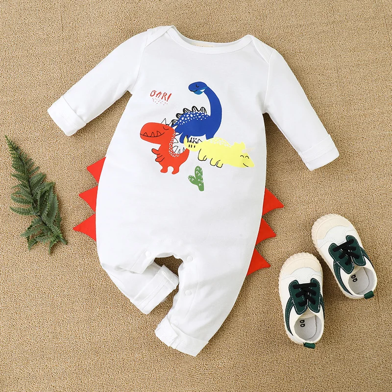 

Hibobi Design Baby Boy Dinosaur Pattern Mesh Long Sleeve Jumpsuit Cotton Bodysuit