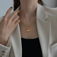 ailodo hiphop heart pendant necklace for women 2 pcsset gold color party wedding necklace collier fashion jewelry girls gift