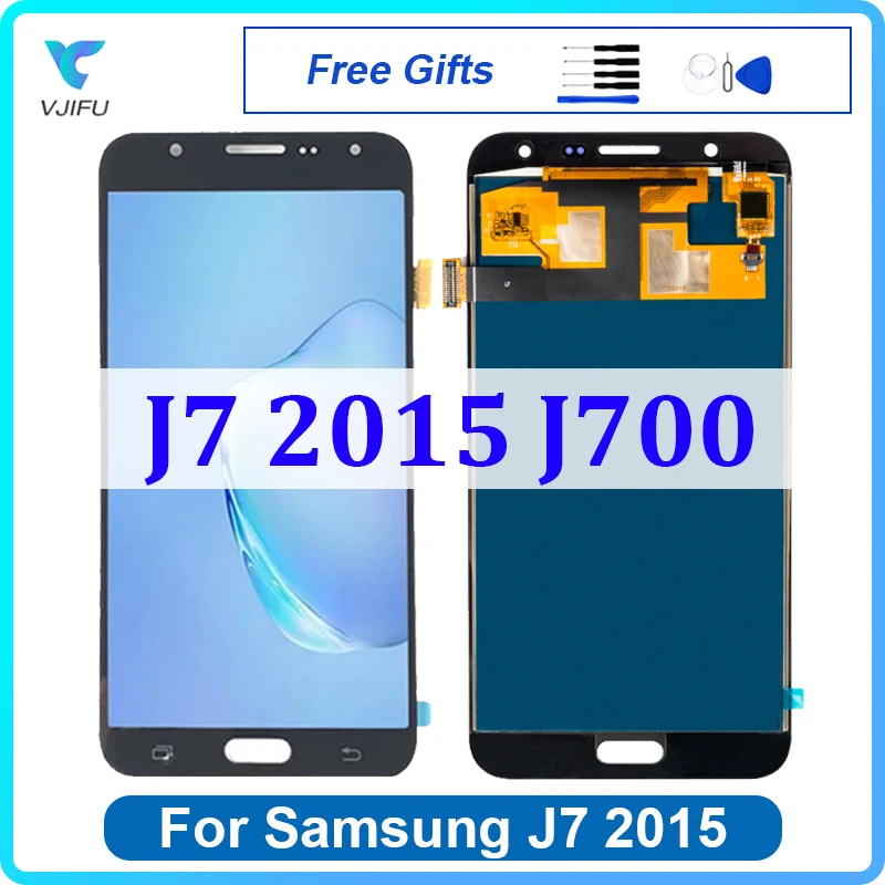 ЖК-дисплей 5,5 дюйма для Samsung Galaxy J700, J7 2015, сенсорный экран J700M, J700H, J700DS, замена дигитайзера в сборе, замена ЖК-дисплей 5,5 дюйма для Samsung Galaxy J700, J7 2015, сенсорный экран J700M, J700H, J700DS, замена дигитайзера в сборе, замена