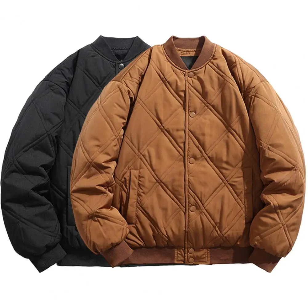 Popular Bomber Jacket Quilting Super Soft Loose Fit Ribbed Cuff Baseball Coat  Temperament Unisex Jacket Streetwear