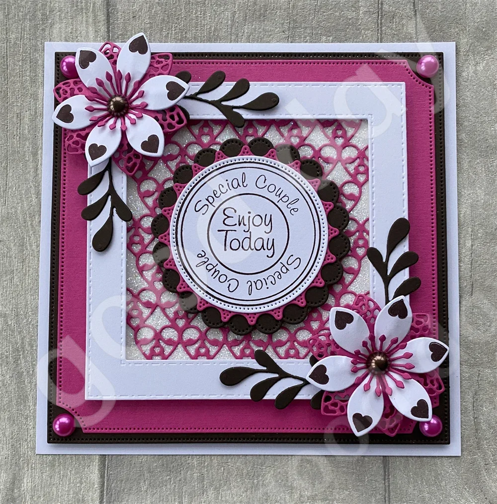 Металлические штампы и с цветочной каймой для DIY скрапбукинга праздничные