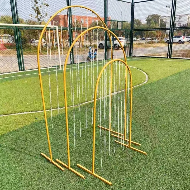 

3Pcs Set Wrought Iron Arch Wedding Backdrop Stand Road Leads Geometric Arch Stand T Stage Party Backdrop Event Decor Metal Frame