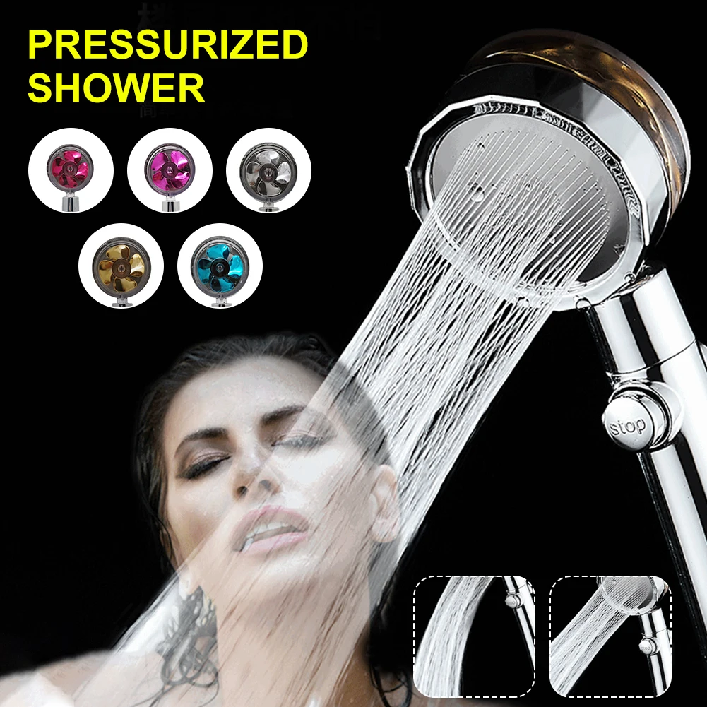 

2022 Shower Head Water Saving Flow 360 Degrees Rotating With Small Fan ABS Rain High Pressure spray Nozzle Bathroom Accessories