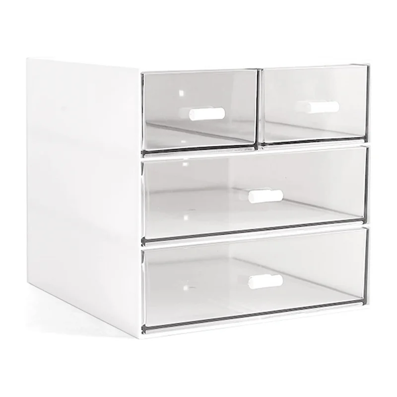 

Makeup Organizer Desk Organizer with 4 Drawers Sundries Organizer Cosmetic Organizer Bathroom Counter White