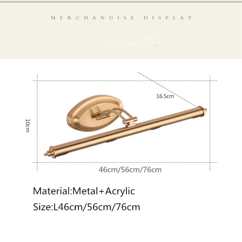 

LED Vanity Light Bar Bathroom Lights Over Mirror Gold Wall Lighting Fixture Long Modern Black Mirror Front Lamp for Cabinets