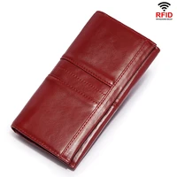 genuine leather women long wallet rfid fashion female clutch purse ladies fashion wallet coin purse card phone holder money bag