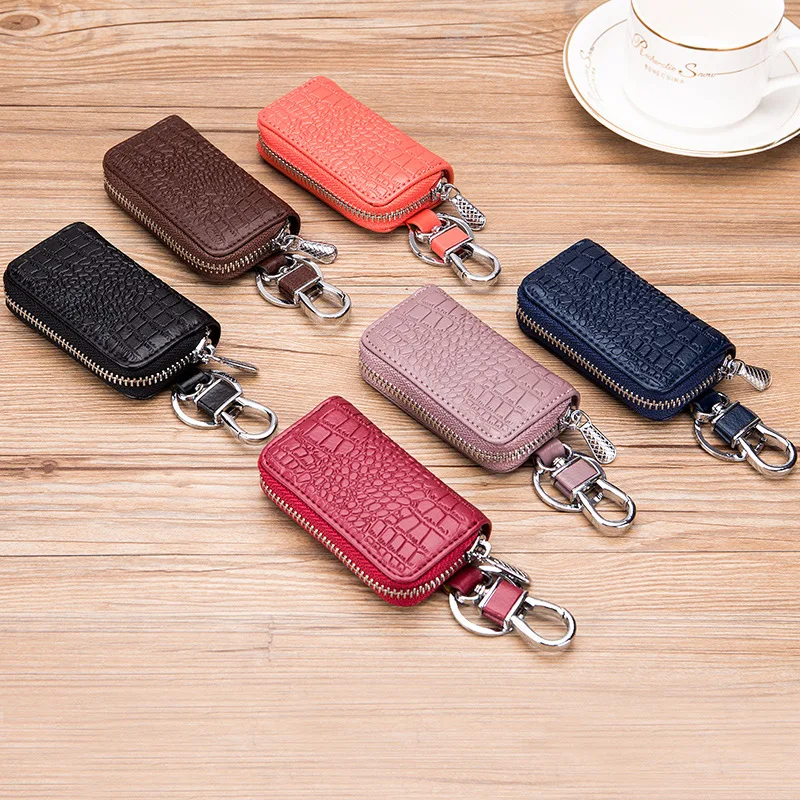 Mini Key Holder for Car Keys Wallet Pouch Bag Premium Leather Keychain Housekeeper Car Key Case Unisex Organizer Key Pouch Purse images - 6