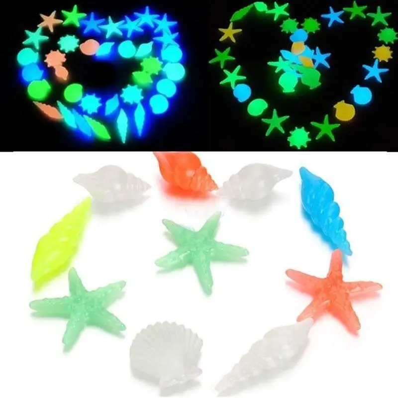 

10/20pcs Luminous Glowing Stones Shell Shaped Starfish Shell For Fish Tank Table Walkways Garden Glow in the Dark Pebbles Decor
