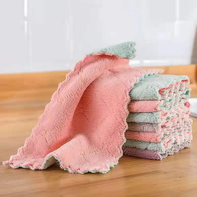 

Microfiber Kitchen Cleaning Towel Anti-Grease Wiping Rags Absorbable Fish Scale Wipe Cloth Glass Window Dish Cleaning Cloth