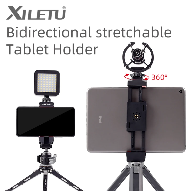 

XILETU XJ17 Tablet Mount Holder Adapter for IPad Pro Mini Air 1 2 3 4 Microsoft Surface Live Lecture Tablet Mount Tripod Adapter
