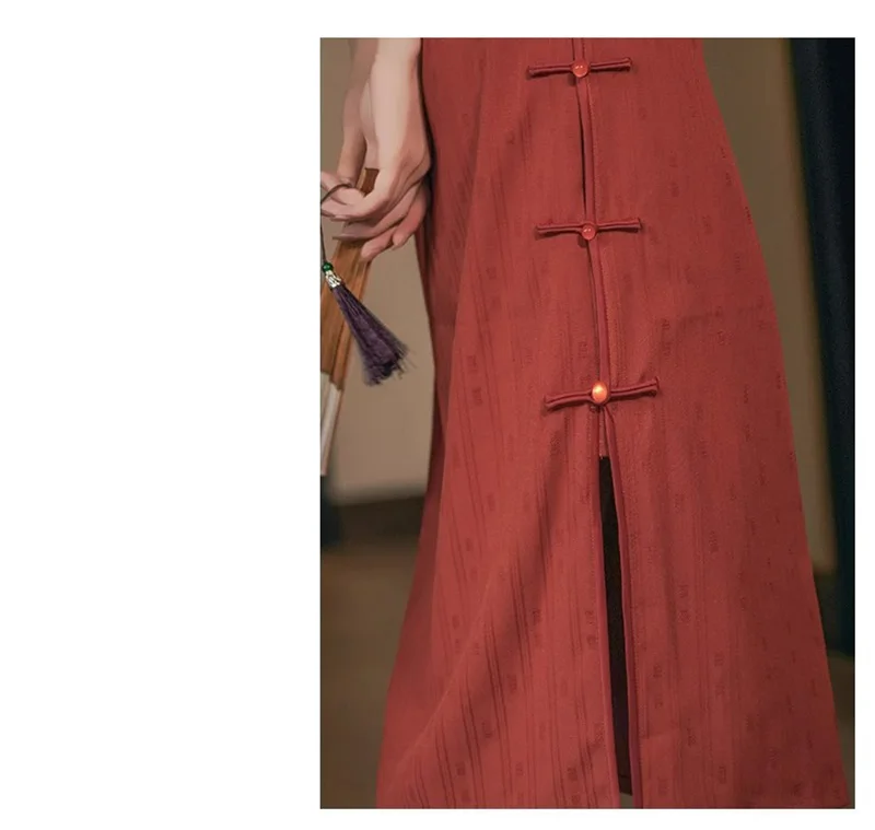 FIKOO Женские темно-красные Cheongsam платья S2655