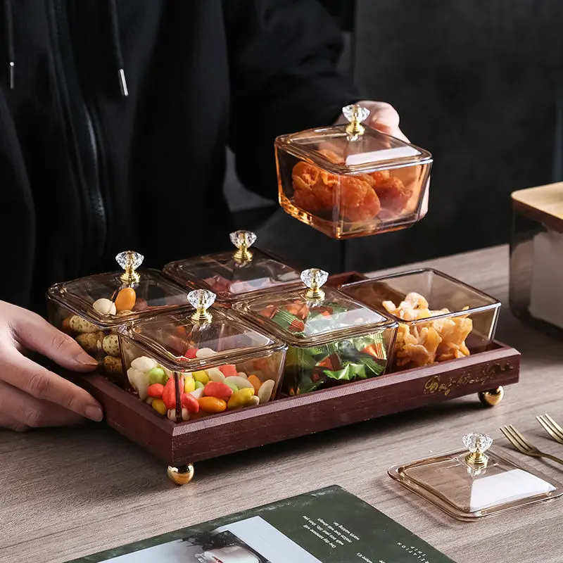 

Тарелка для сушеных фруктов в гостиную, закуски, прозрачный фотоорганайзер, украшения, простое разделенное фруктовое блюдо