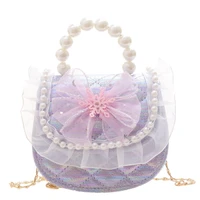 girl fashion princess messenger bag baby pu candy package bow tie coin purse kids cute shoulder pearl sweet lace handbag