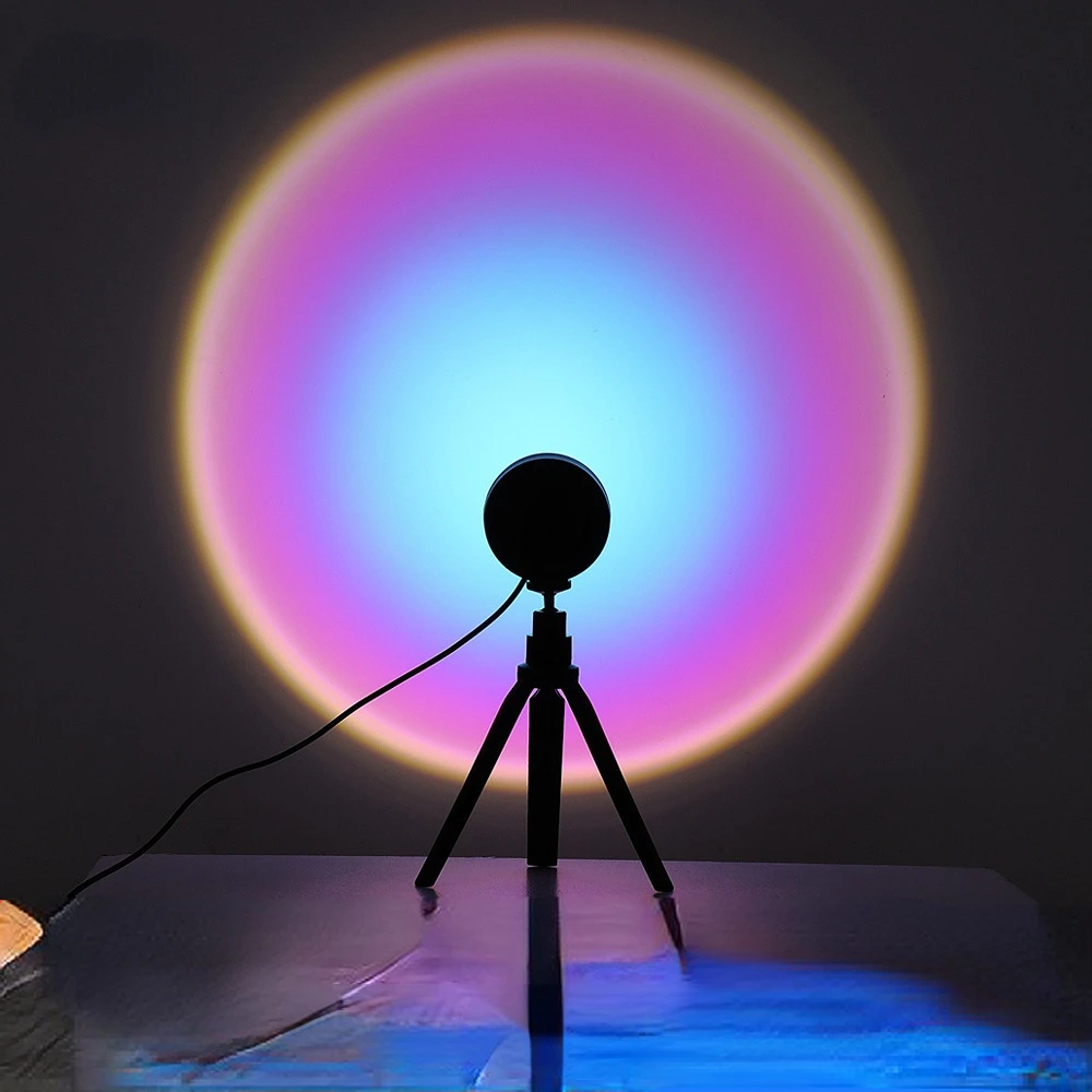 

RGB 16 Color Remote Control Sunset Table Lamp Adjustable 16 Colors Atmosphere Projector Night Desktop Rainbow Night Lamp
