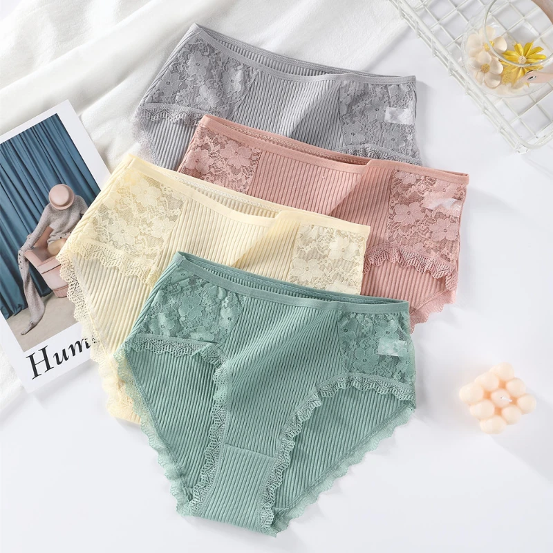

1pc Hot Sale Cotton Panties Comfort Seamless High Waist Women's Panties Solid Lace Briefs Underwear Sexy Plus Size Underpants
