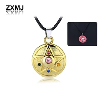 zxmj anime necklace moon goddess necklaces pentagram wings pendant necklaces for women girl anime peripheral popular jewelry