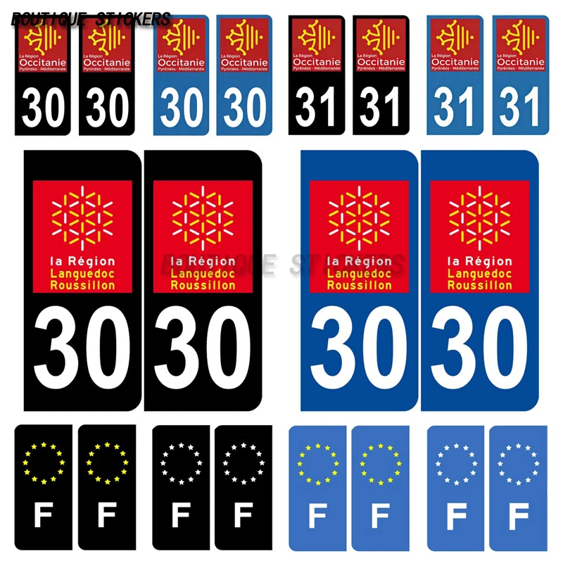 Фото 2 шт., наклейки на номерной знак, отдел 30, 31 Herault & F, европейские автозапчасти, гоночный мотоцикл, грузовик, водонепроницаемый ПВХ, некоторые №1