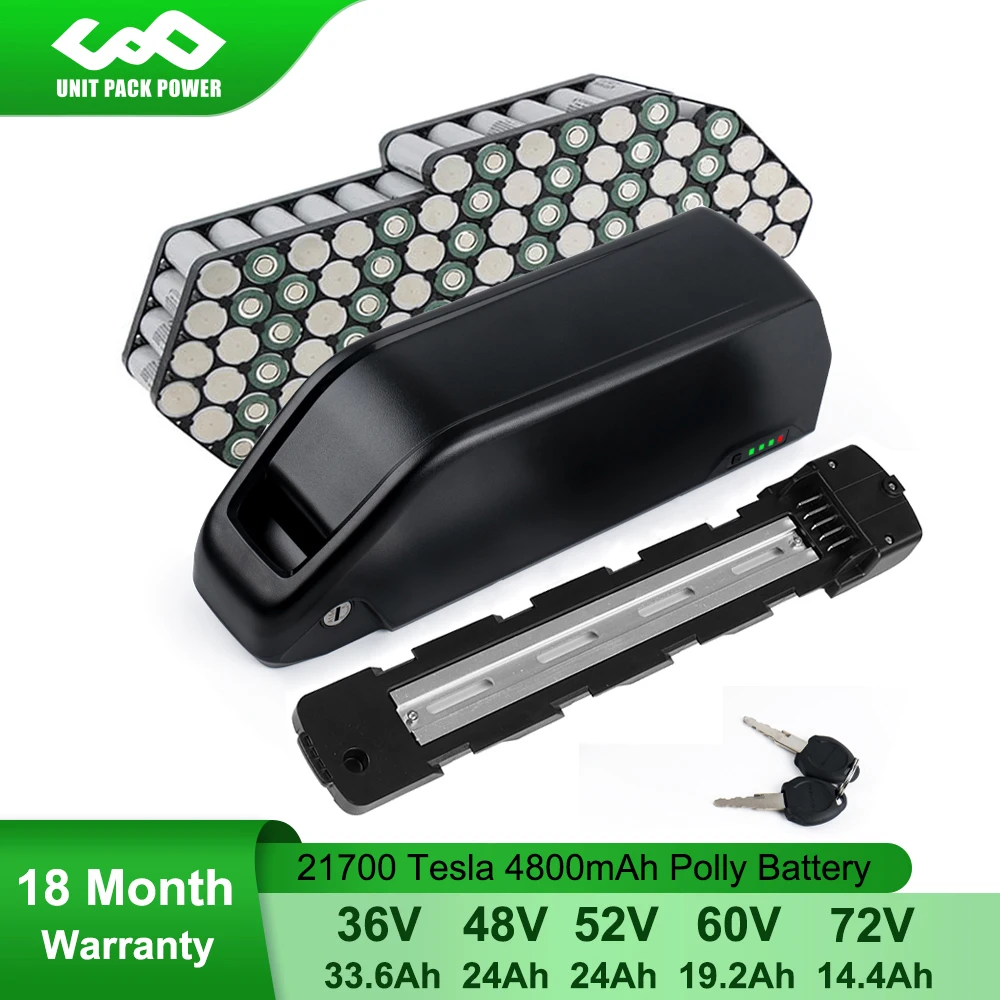 Polly батарея 21700 Panasonic Tesla 72V 60V 52V 48V 36V 33.6Ah 24Ah 19.2Ah eBike Bateria для 2000W 1500W 1000W 750W 350W мотора |