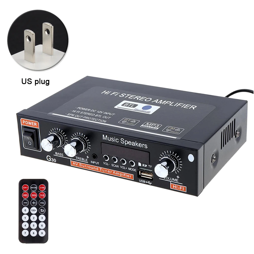 

800W 2 Channel Home Theater FM Radio Speaker HiFi Stereo Car Wireless Audio Amplifier Receiver -compatible Digital