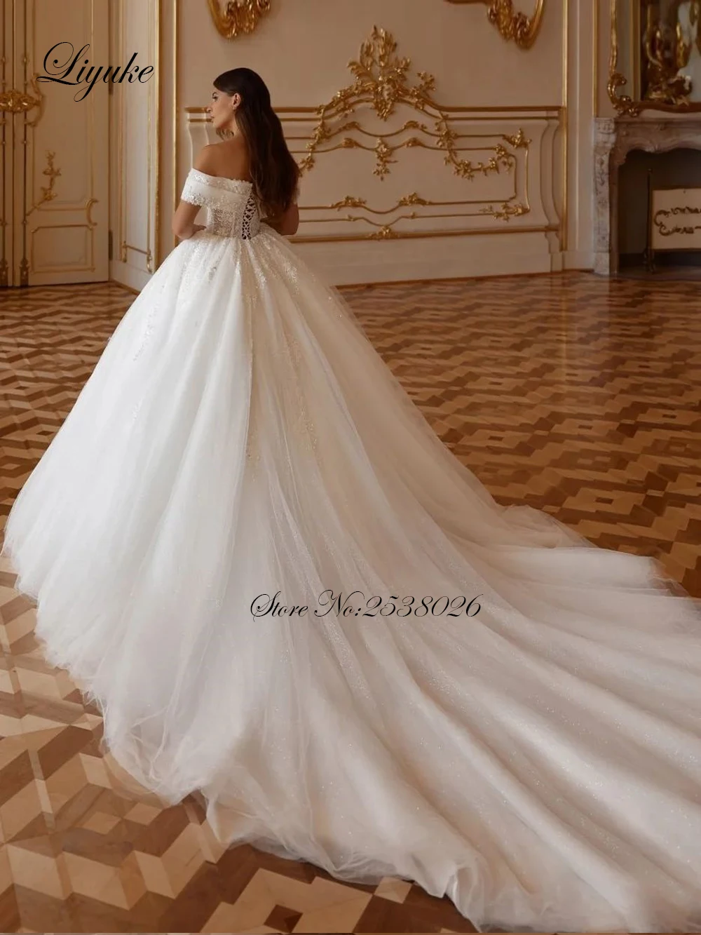 Liyuke Роскошное бальное платье с открытыми плечами и рукавами на заказ свадебное