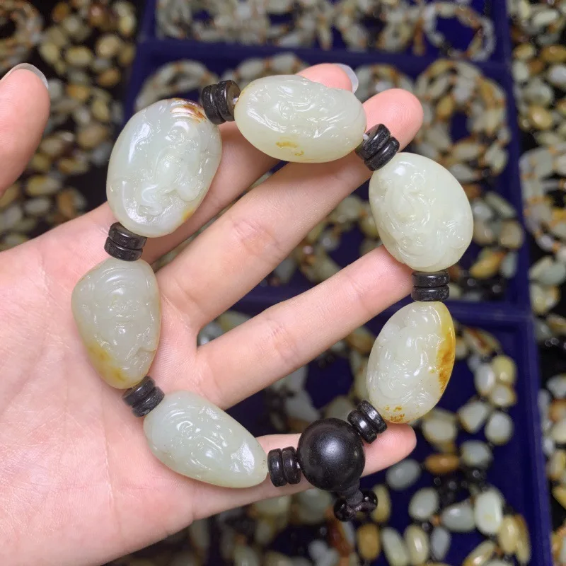 

Мужской и женский кожаный браслет Hetian Jade