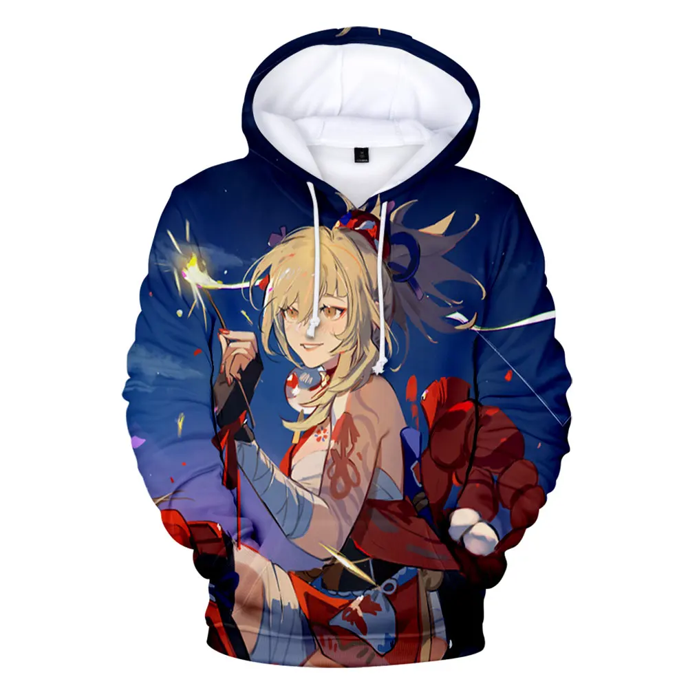 

Новое поступление 2022, толстовка с 3D принтом аниме Genshin Impact Yoimiya, свободная Повседневная Толстовка в стиле Харадзюку, унисекс, одежда