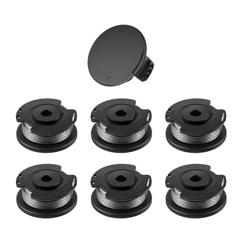 

6Pack F016800569 String Trimmer Spool Line With F016F04557 Spool Cover For Easygrasscut ART 23SL 26SL Replacement