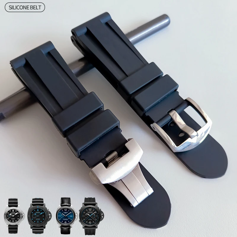 

For Panerai Strap Watch Accessories Waterproof Silicone Watch Bracelet For PAM 368 389 111 351 441 Rubber Watch Band Watch Strap