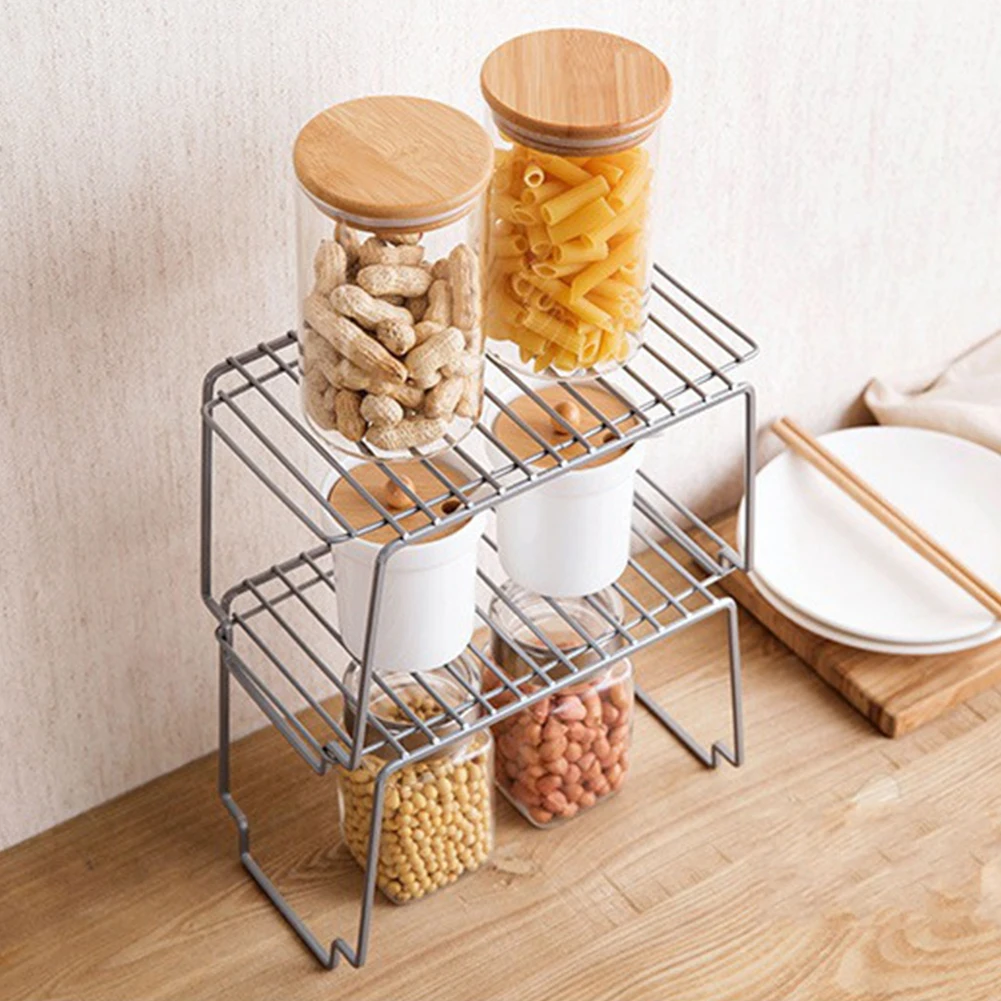 

Durable Space Saving Portable Countertop Bathroom Anti Slip Home Seasoning Jar Rack Carbon Steel Desktop Kitchen Organizer