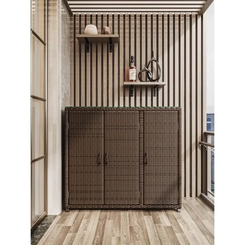 Ротанговый наружный бытовой шкаф для гостиной и балкона боковое хранилище