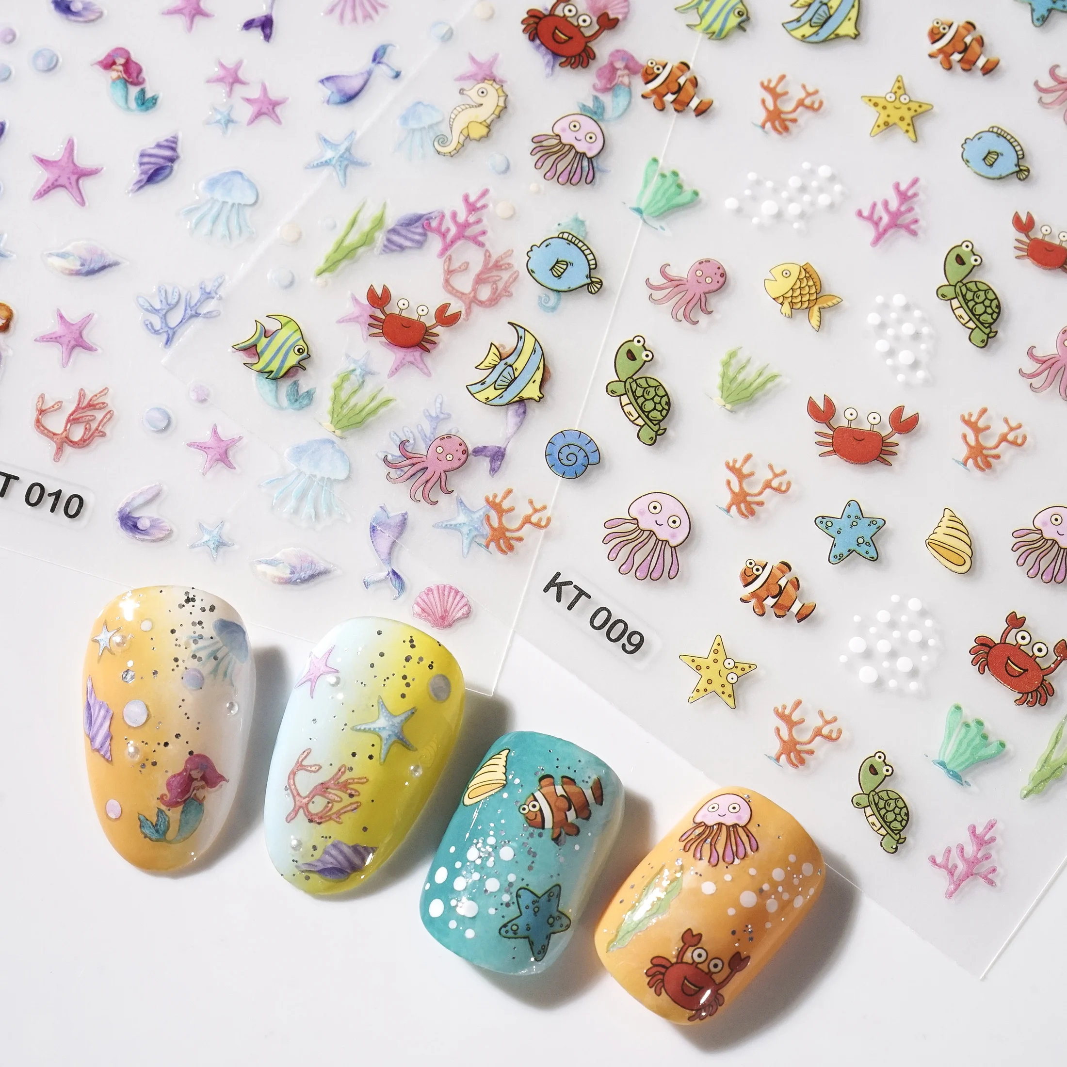 Самоклеящиеся наклейки для ногтей MAKIATO в виде медузы летние блестящие тисненые