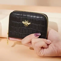 business card holder men pu leather black credit card wallet bag women zipper creditidbank card holder case coin purse