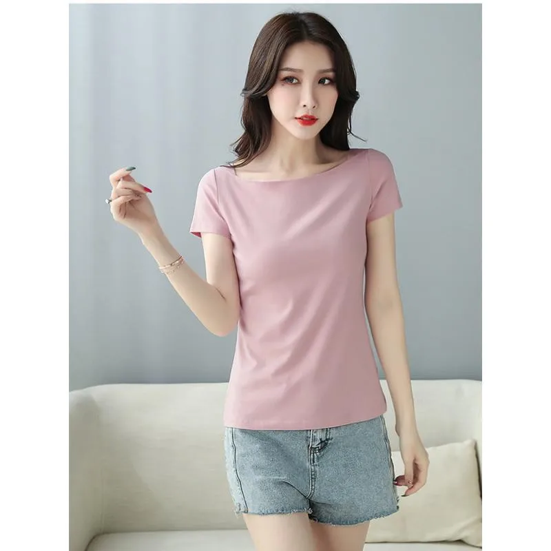 

Women T Shirt Short Sleeve Soft Cotton Summer T-shirt Fashion Super Quality Solid Casual Tees Female Clothes YQ0663