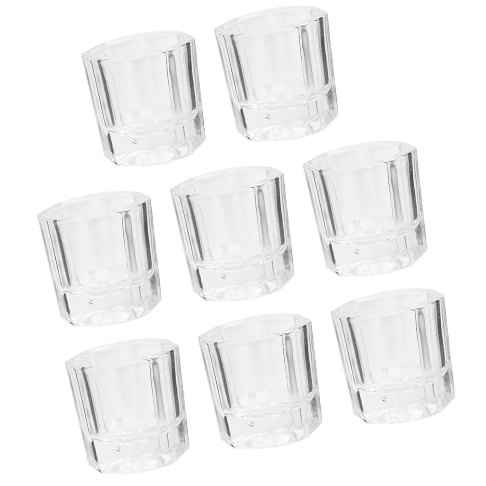 

8Pcs Manicure Glass Cups Practical Manicure Liquid Cups Pen Washing Cups